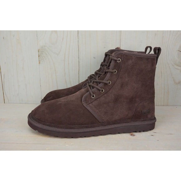 UGG HARKLEY SUEDE ESPRESSO LACE UP BOOTS MENS US 14 nib - Picture 3 of 9
